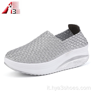 Scarpe elastiche tessute estive per donna